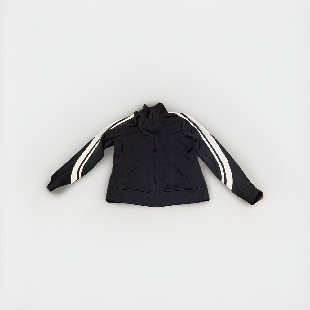 IZOD PerformX Men’s Medium Black Full Zip Track Jacket Athletic Stripe Pockets